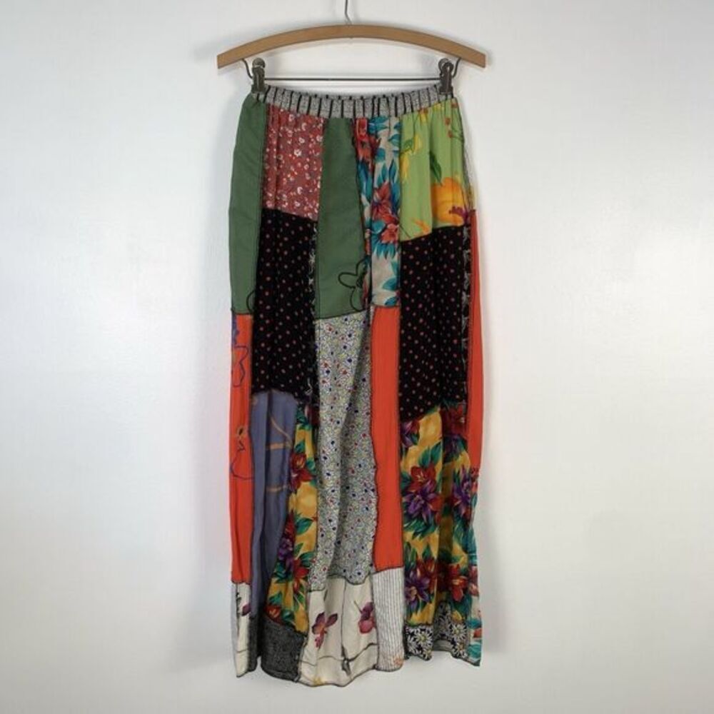 Staley Gretzinger Patchwork Maxi Skirt Boho Cottagecore Colorful Elastic Waist
